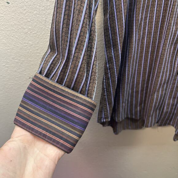 Robert Graham Men Stripes Flip Cuff Long sleeve Shirt XL Button Multi Career - Picture 2 of 6